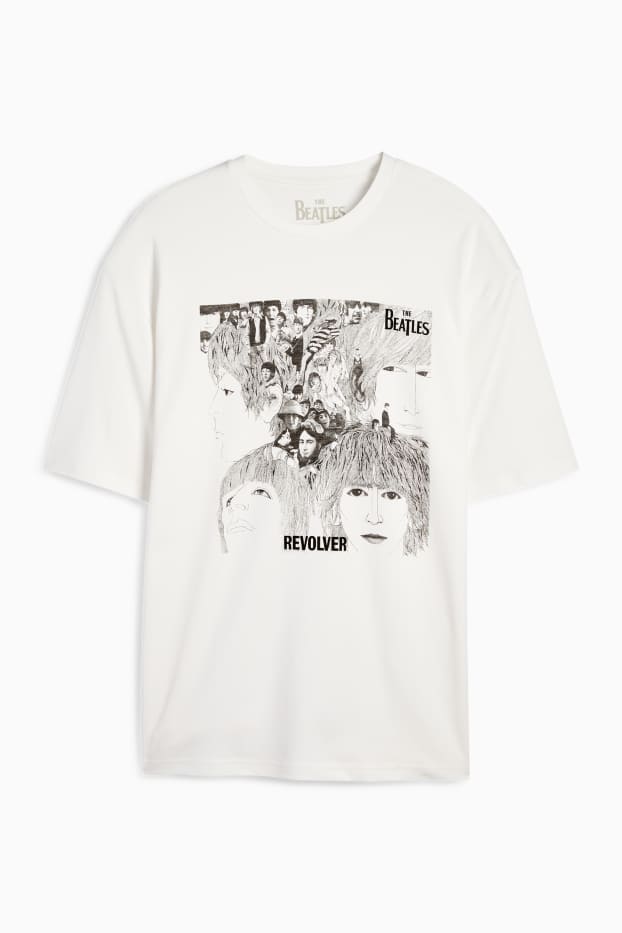 Pánské - Tričko - relaxed fit - The Beatles - bílá
