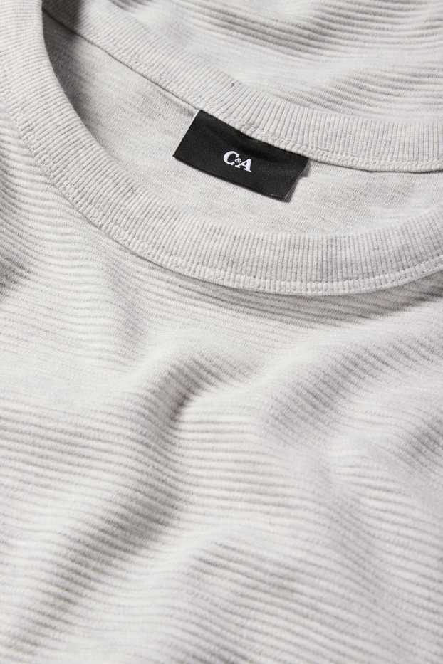 Men - Sweatshirt - ribbed - light gray