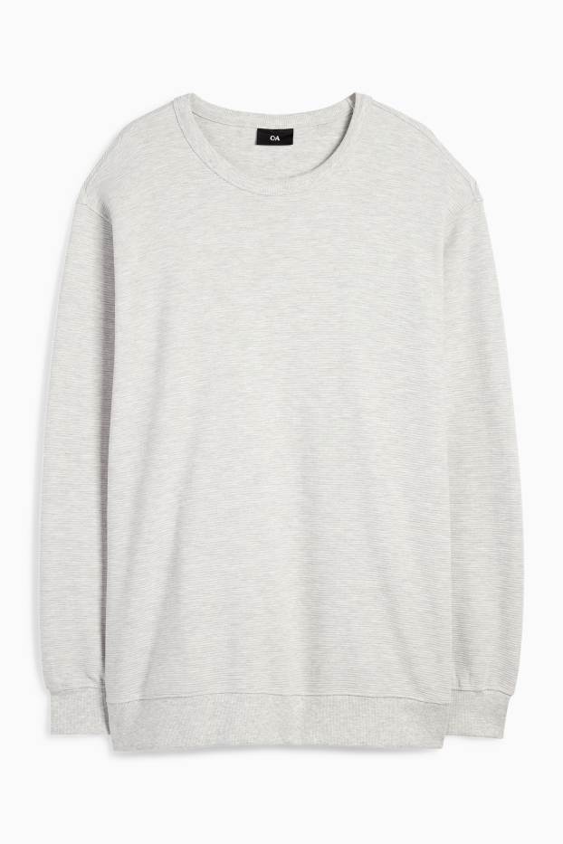 Men - Sweatshirt - ribbed - light gray