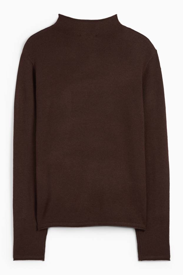 Women - Turtleneck jumper - dark brown