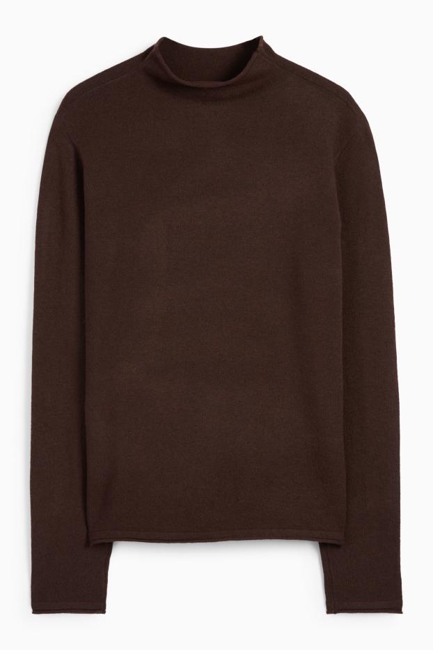 Women - Turtleneck jumper - dark brown