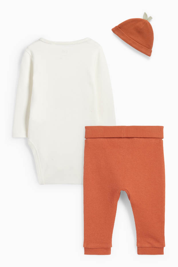 Bebés niños - Halloween - calabaza - conjunto para recién nacido - 3 prendas - blanco / naranja