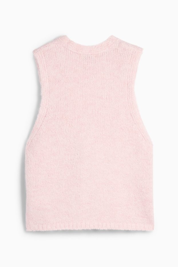 Donna - Gilè in maglia - a coste - rosa