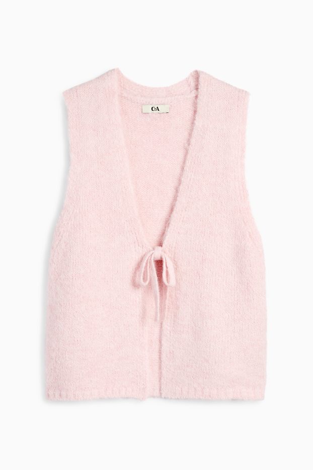 Donna - Gilè in maglia - a coste - rosa