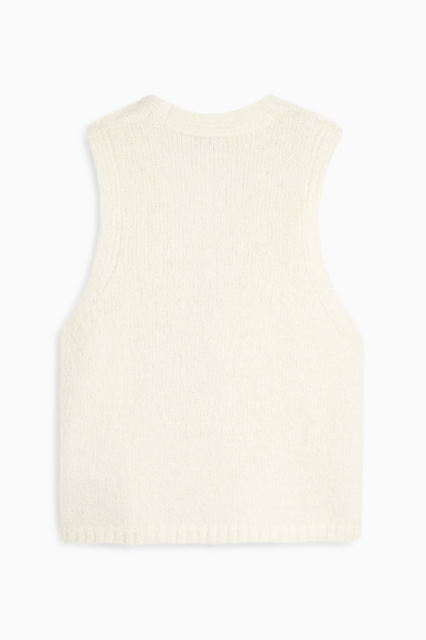 Women - Knitted waistcoat - ribbed - cremewhite