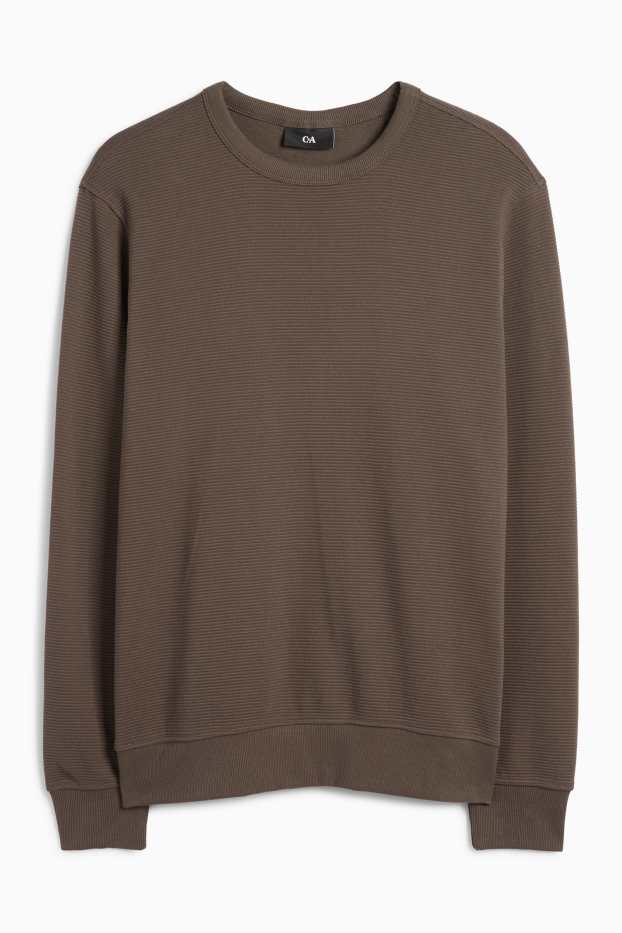 Hommes - Sweat - côtelé - marron foncé
