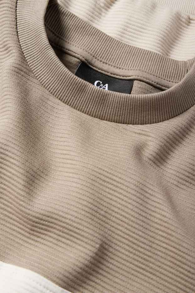 Heren - Sweatshirt - geribd - gestreept - beige