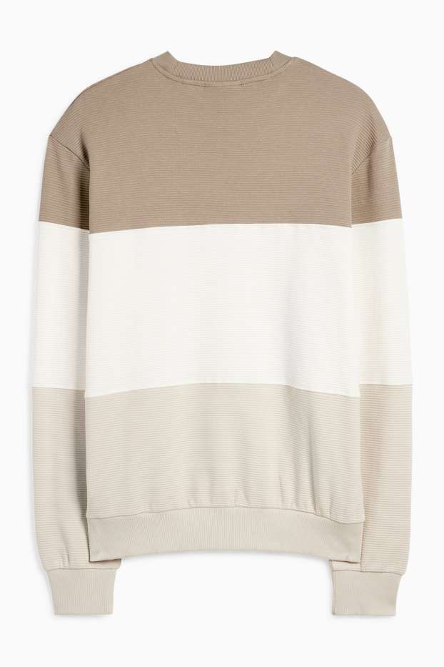 Heren - Sweatshirt - geribd - gestreept - beige