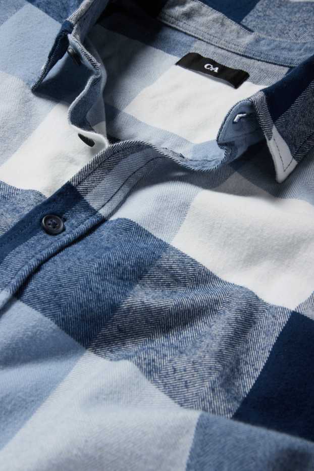 Men - Shirt - regular fit - kent collar - check - blue