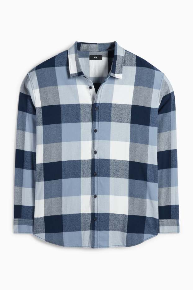 Men - Shirt - regular fit - kent collar - check - blue