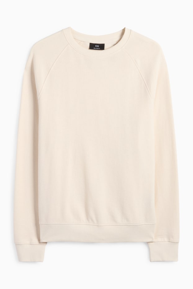 Uomo - Maglia a maniche lunghe - tessuto tramato - bianco crema