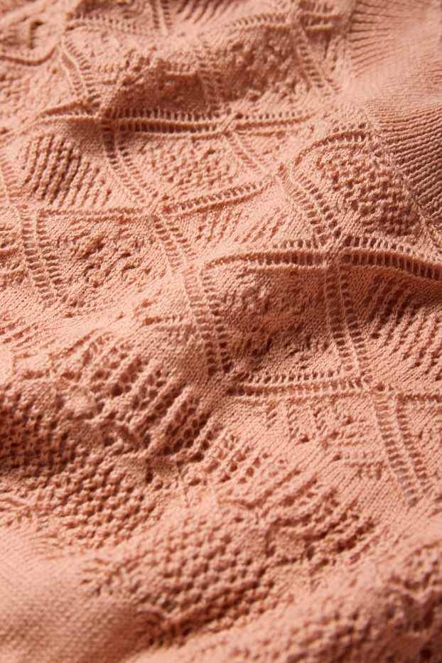 Femmes - Pull en maille - manches courtes - terracotta