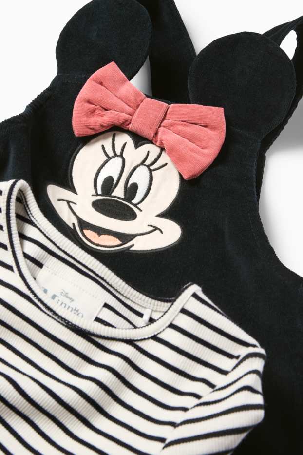 Kinderen: meisjes - Minnie Mouse - set - fluwelen jurk en longsleeve - 2-delig - zwart / wit