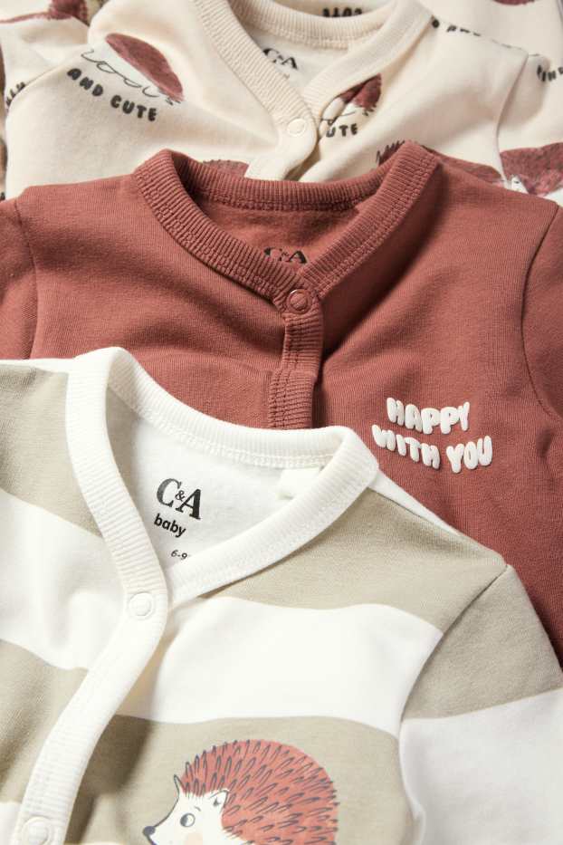 Unisex - Confezione da 3 - riccio - pigiama per neonati - bianco crema