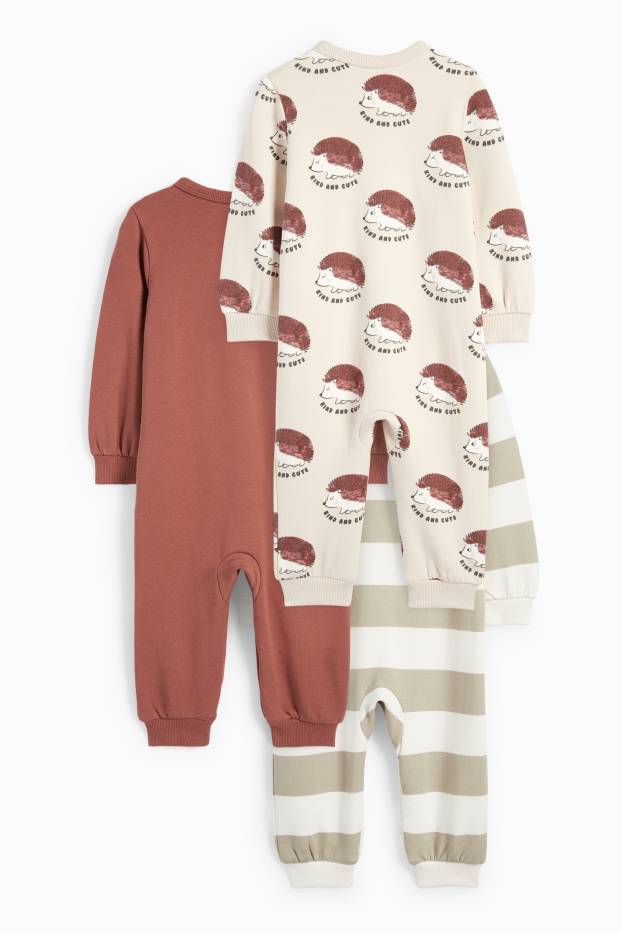 Unisex - Confezione da 3 - riccio - pigiama per neonati - bianco crema