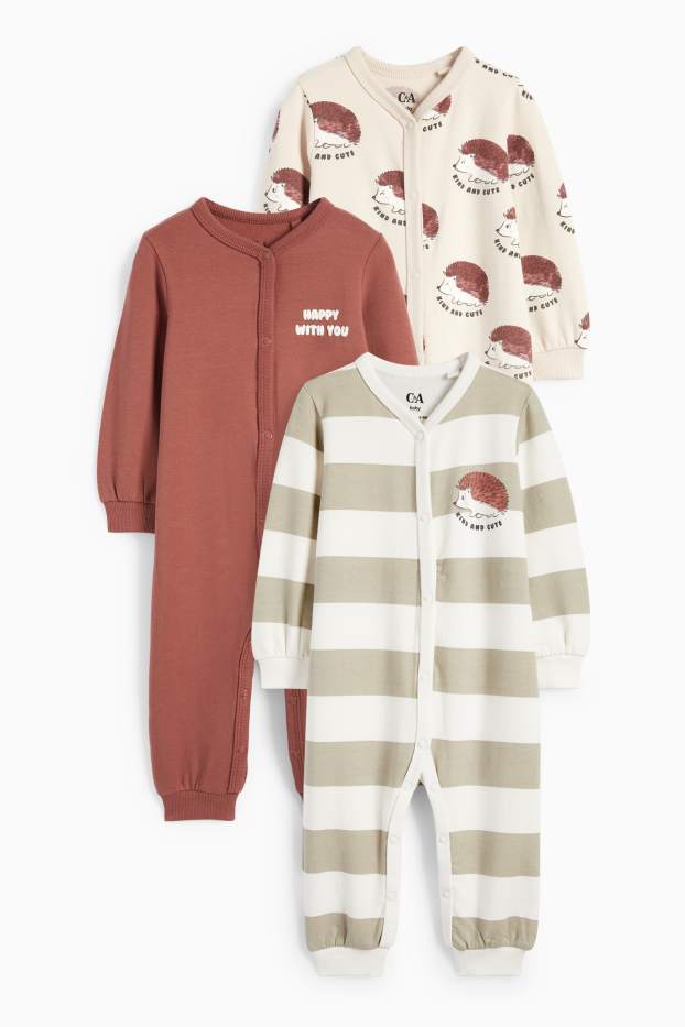 Unisex - Confezione da 3 - riccio - pigiama per neonati - bianco crema