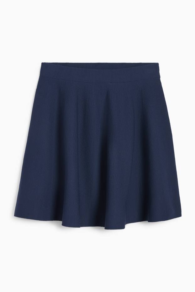Femmes - Jupe en maille - bleu foncé