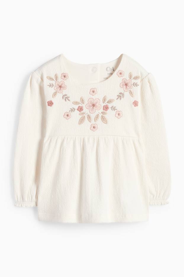 Baby Girls - Floral - baby long sleeve top - textured - cremewhite