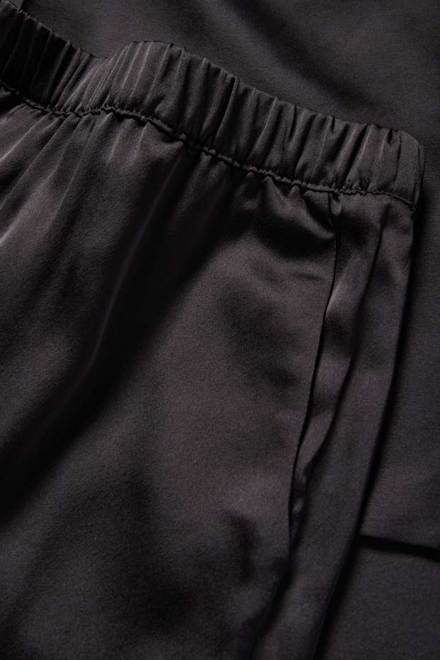 Dames - Satijnen pyjamabroek - zwart