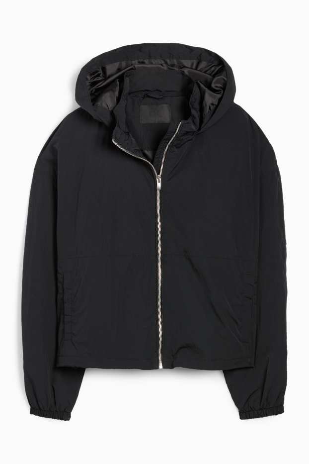 Damen - Jacke mit Kapuze - wasserabweisend - schwarz