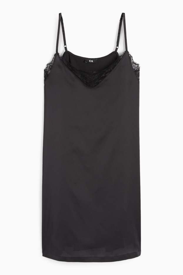 Women - Satin nightdress - black