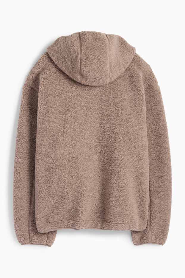 Men - Faux fur jacket with hood - taupe