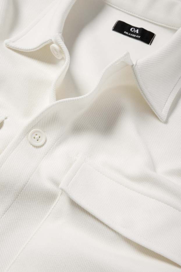 Uomo - Giacca camicia - relaxed fit - collo all'italiana - bianco crema