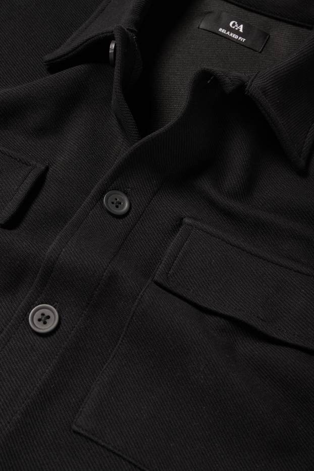Men - Shirt jacket - relaxed fit - kent collar - black