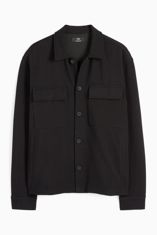 Men - Shirt jacket - relaxed fit - kent collar - black