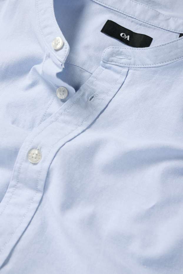 Men - Shirt - regular fit - band collar - light blue