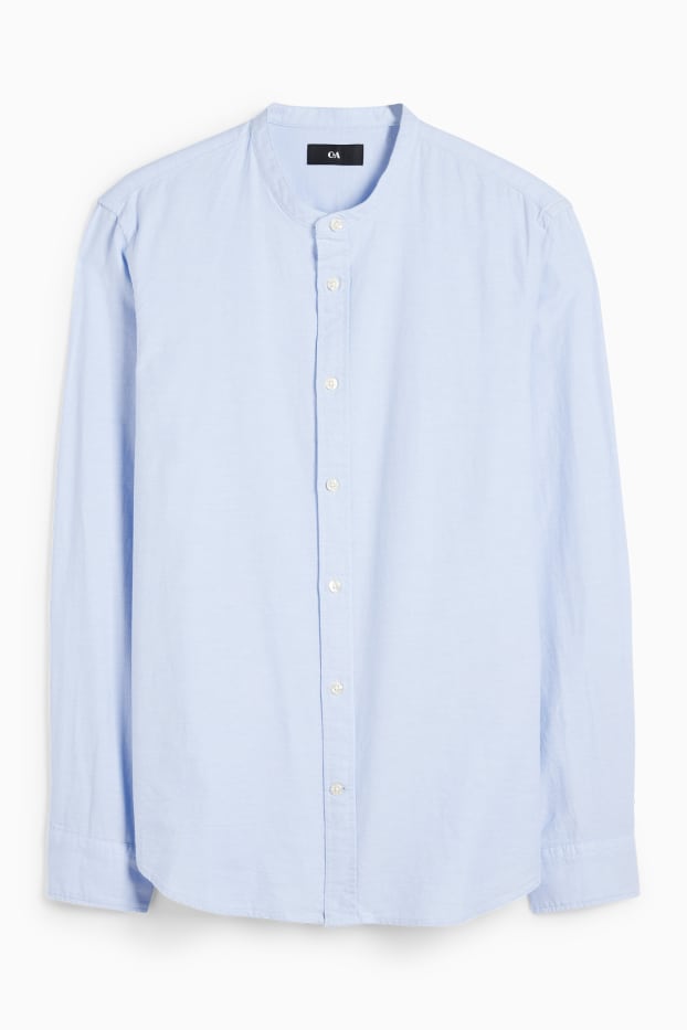 Men - Shirt - regular fit - band collar - light blue