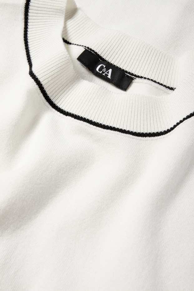 Women - Knitted jumper - short sleeve - white