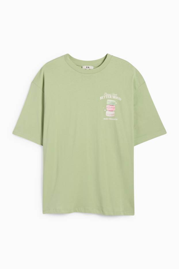 Women - T-shirt - oversized - light green