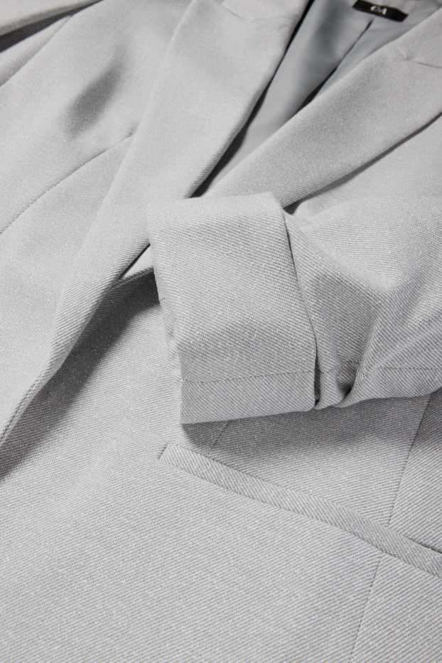 Women - Long blazer - regular fit - textured - light gray