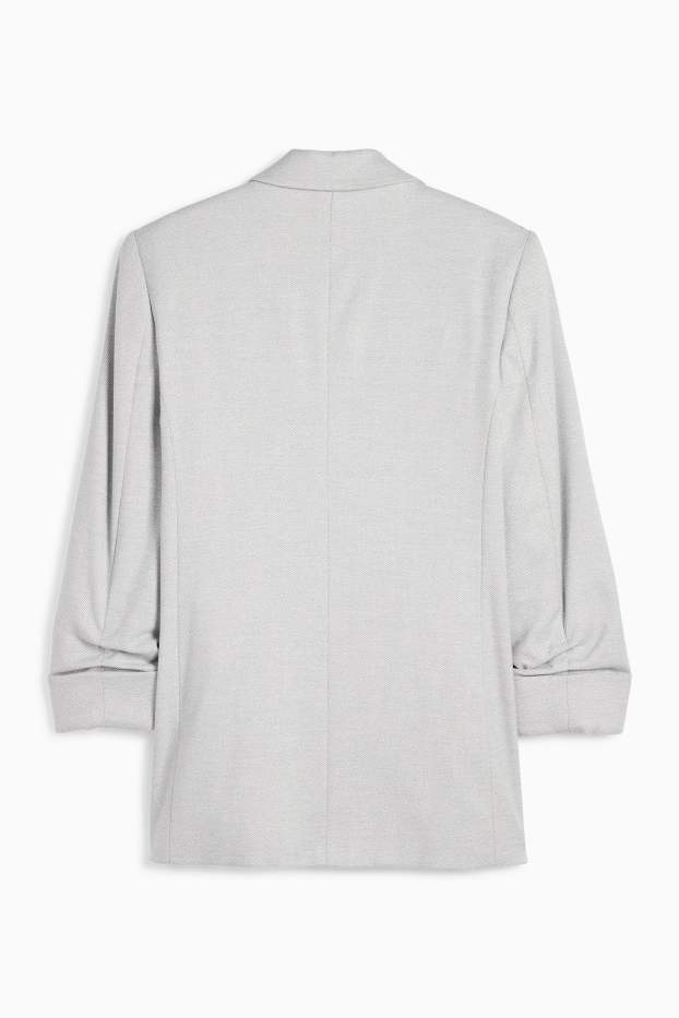 Women - Long blazer - regular fit - textured - light gray