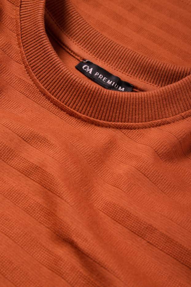 Bambini - Maglia a maniche corte - a righe - tessuto tramato - havana