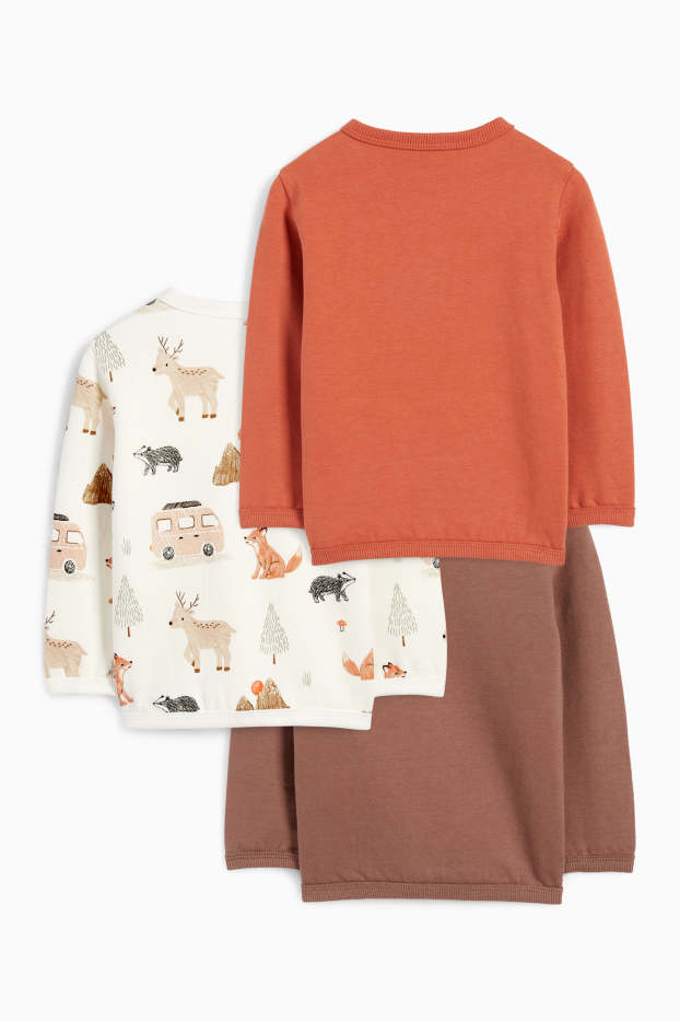 Baby Jungen - Multipack 3er - Fuchs und Wildtiere - Baby-Sweatshirt - braun / beige