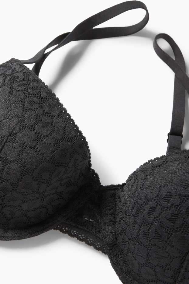 Dames - BH met beugels - DEMI - voorgevormd - zwart