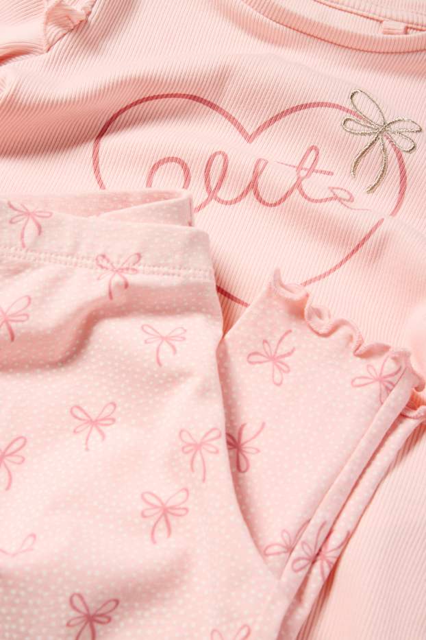 Kinder Mädchen - Schleife - Pyjama - 2 teilig - rosa