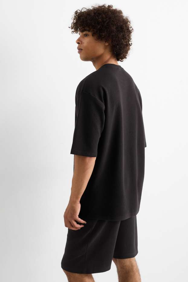 Herren - T-Shirt - Oversized - strukturiert - schwarz