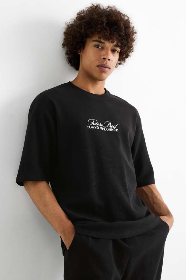 Herren - T-Shirt - Oversized - strukturiert - schwarz