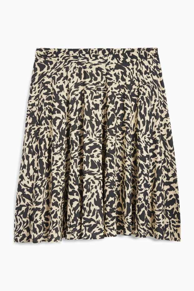 Women - Skirt - patterned - black / beige
