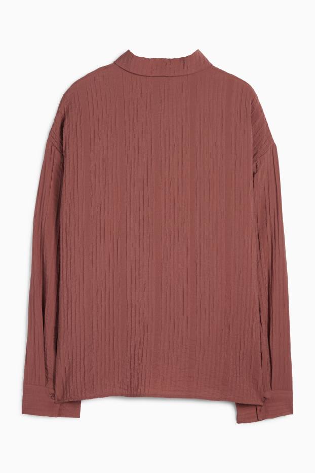 Dames - Blouse - met structuur - roestbruin