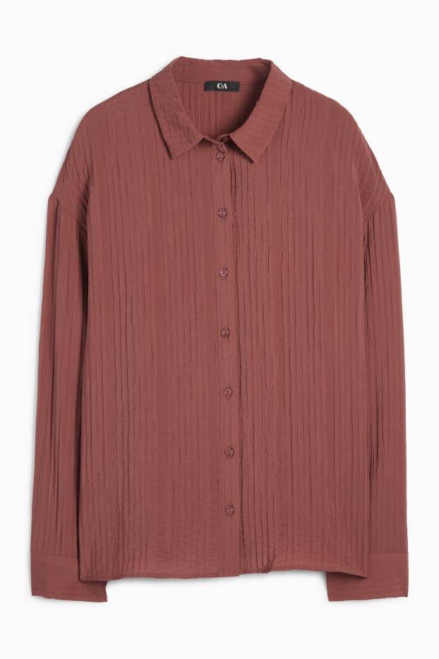 Dames - Blouse - met structuur - roestbruin