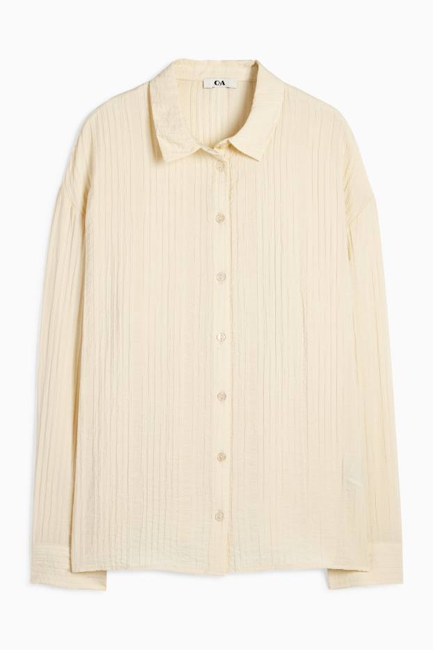 Dames - Blouse - met structuur - licht beige
