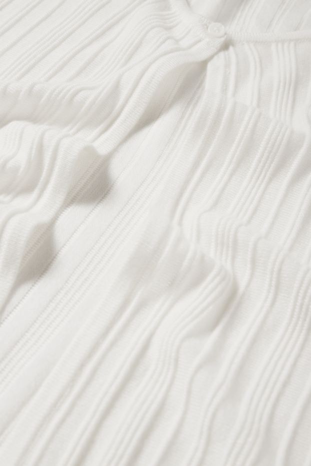 Women - Cardigan - ribbed - cremewhite