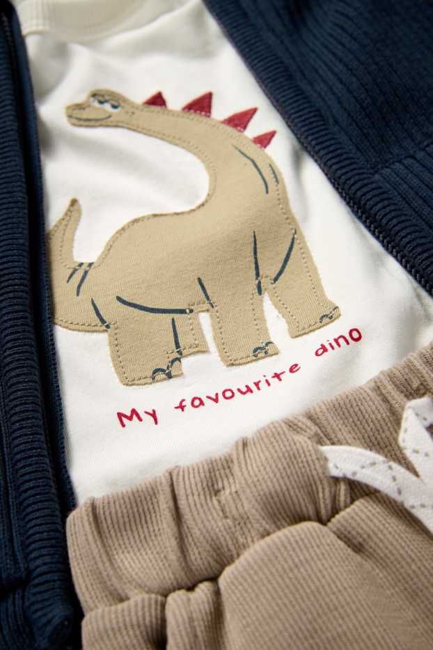 Baby: jongens - Dino - baby-outfit - 3-delig - blauw / beige