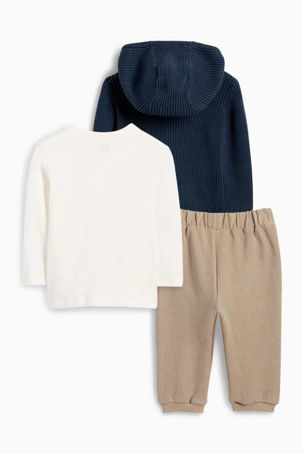 Baby: jongens - Dino - baby-outfit - 3-delig - blauw / beige