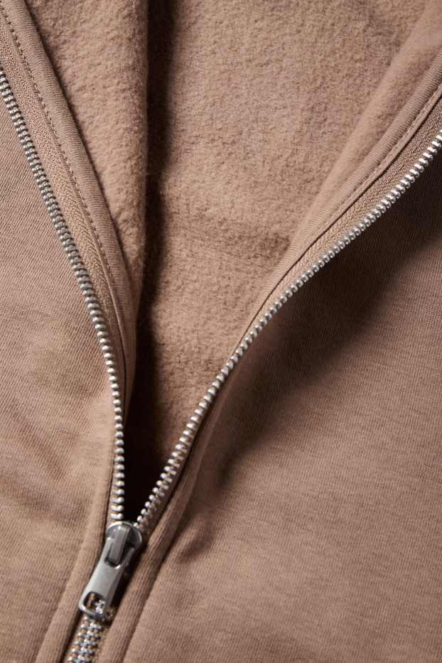 Dames - Sweatvest met capuchon - lichtbruin