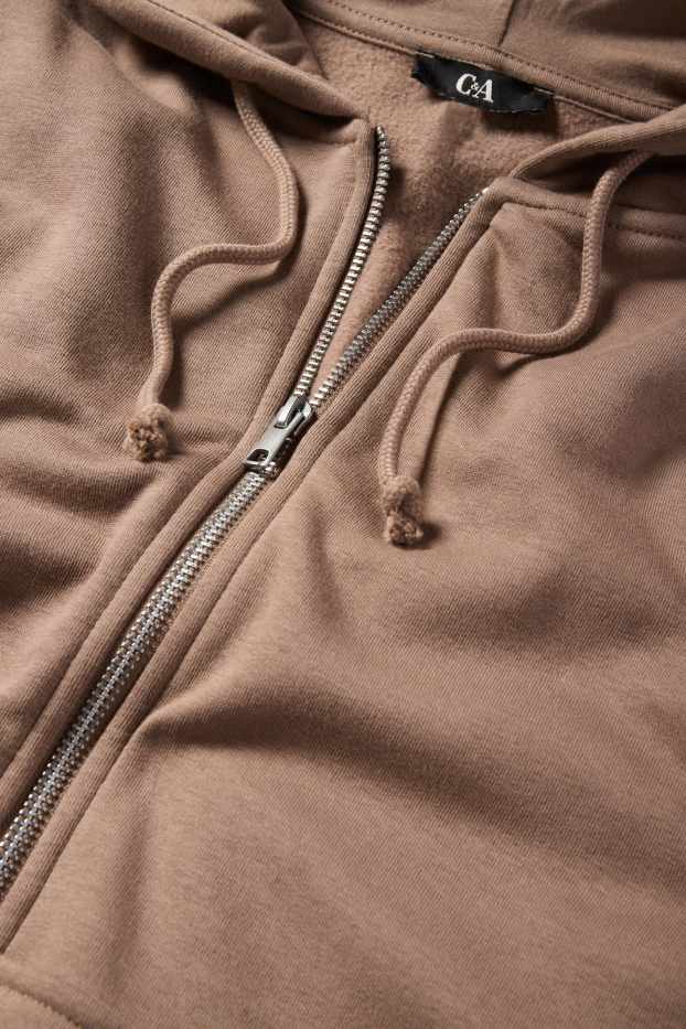 Dames - Sweatvest met capuchon - lichtbruin